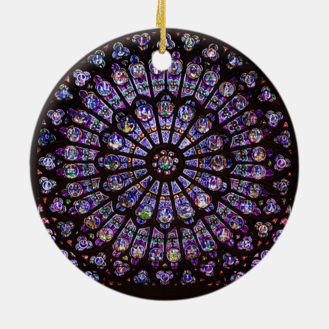 Notre Dame Cathedral Paris Rose Window Ceramic Ornament (Back)