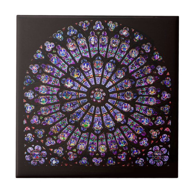 Notre Dame Cathedral Paris Rose Window Ceramic Tile (Front)