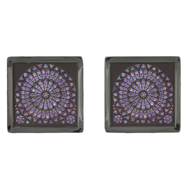 Notre Dame Cathedral Paris Rose Window Cufflinks (Front)
