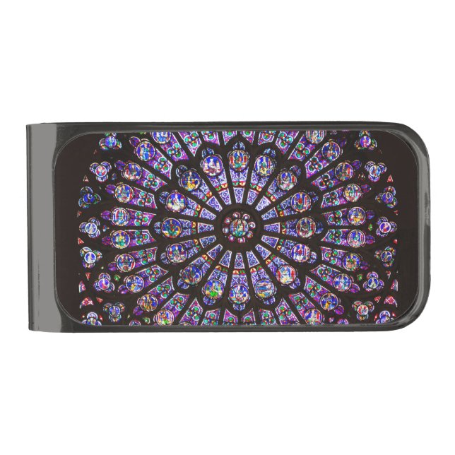 Notre Dame Cathedral Paris Rose Window Gunmetal Finish Money Clip (Front)