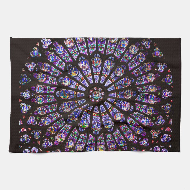 Notre Dame Cathedral Paris Rose Window Kitchen Towel (Horizontal)