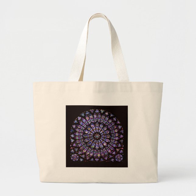Notre Dame Cathedral Paris Rose Window Large Tote Bag (Front)