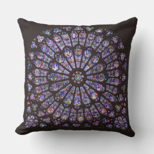 Notre Dame Cathedral Paris Rose Window Outdoor Pillow