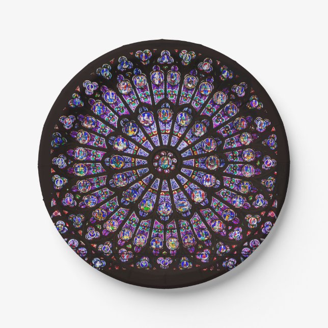 Notre Dame Cathedral Paris Rose Window Paper Plates (Front)