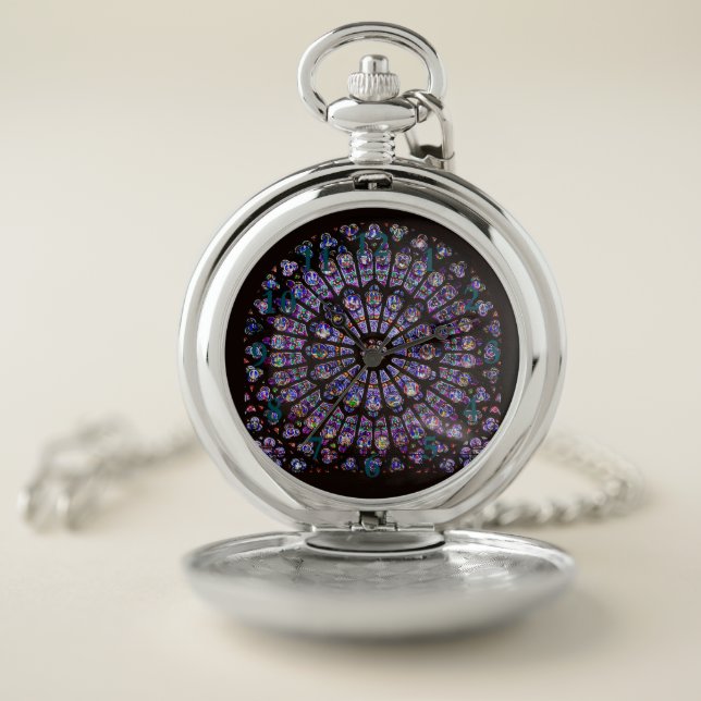 Notre Dame Cathedral Paris Rose Window Pocket Watch (Inside)