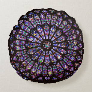 Notre Dame Cathedral Paris Rose Window Round Pillow
