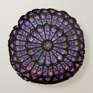 Notre Dame Cathedral Paris Rose Window Round Pillow