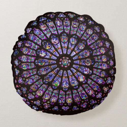 Notre Dame Cathedral Paris Rose Window Round Pillow