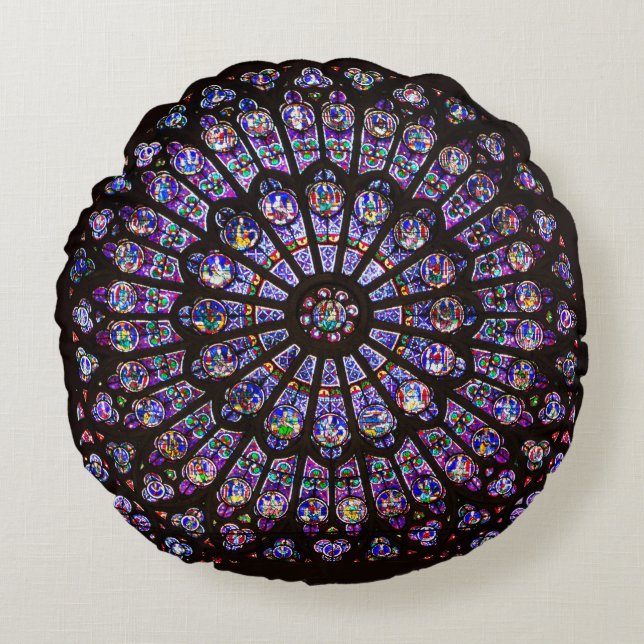 Notre Dame Cathedral Paris Rose Window Round Pillow (Front)