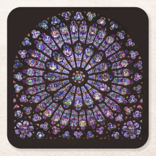 Notre Dame Cathedral Paris Rose Window Square Paper Coaster