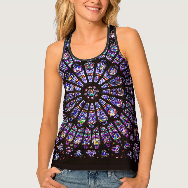 Notre Dame Cathedral Paris Rose Window Tank Top (Front)