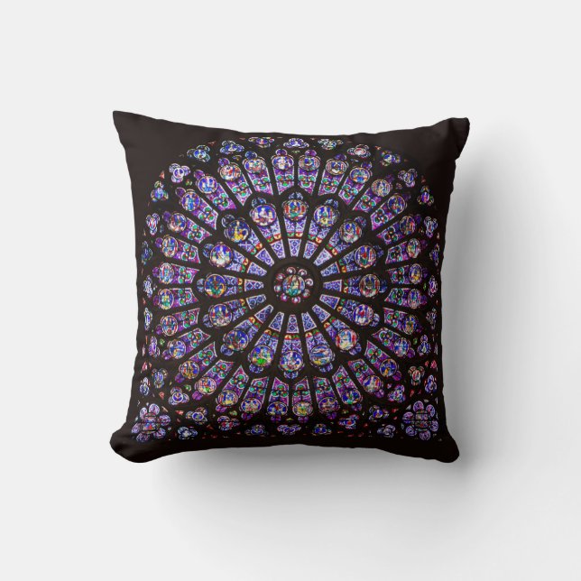 Notre Dame Cathedral Paris Rose Window Throw Pillow (Front)