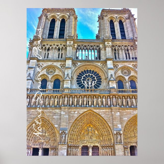 Notre Dame cathedral photo illustration. Poster (Front)