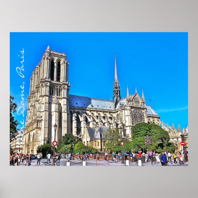 Notre Dame cathedral photo illustration. Poster (Front)
