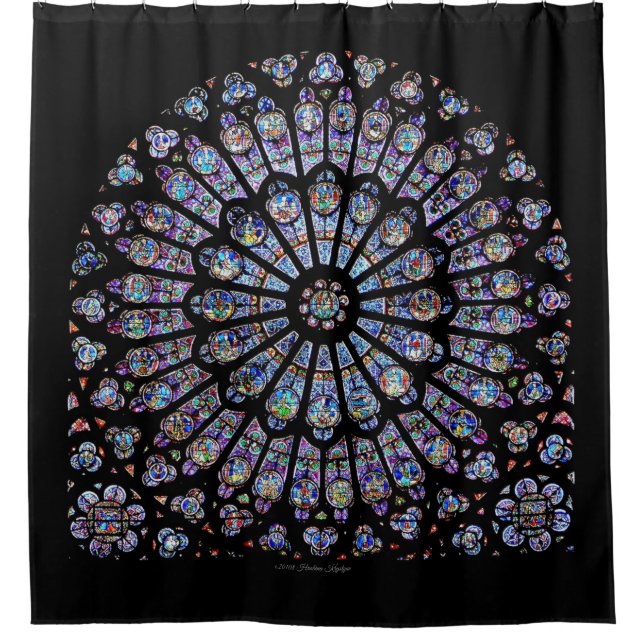 NOTRE DAME CATHEDRAL ROSE WINDOW SHOWER CURTAIN (Front)