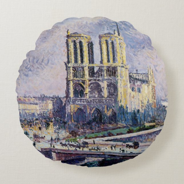 Notre Dame Cathedral Round Pillow (Front)