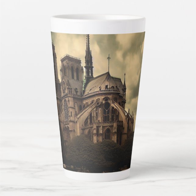 Notre Dame Cathedral Spier, Paris France Latte Mug (Front)