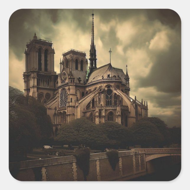 Notre Dame Cathedral Spier, Paris France Square Sticker (Front)