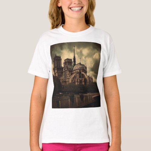 Notre Dame Cathedral Spier Paris France T_Shirt
