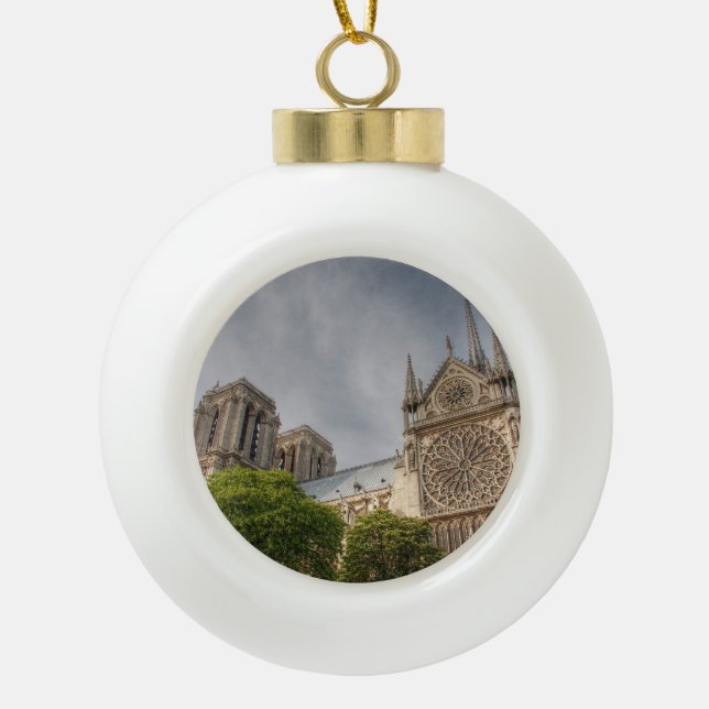 Notre Dame Ceramic Ball Christmas Ornament (Front)