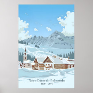 Notre Dame de Bellecombe Ski Resort Travel Poster