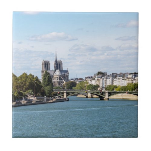 Notre Dame de Paris and Seine river _ France Ceramic Tile
