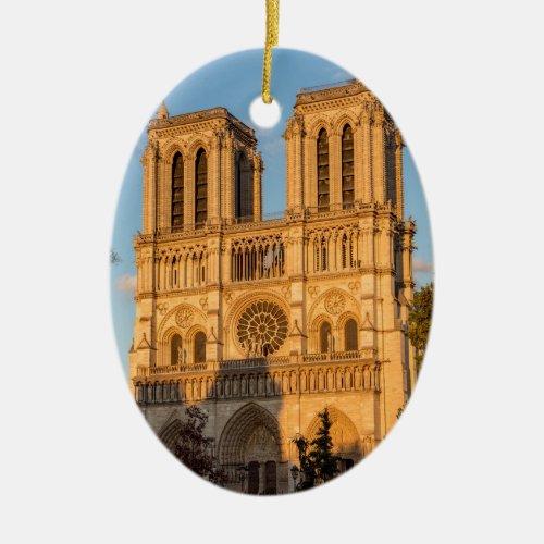 Notre Dame de Paris at Golden Hour _ Paris France Ceramic Ornament