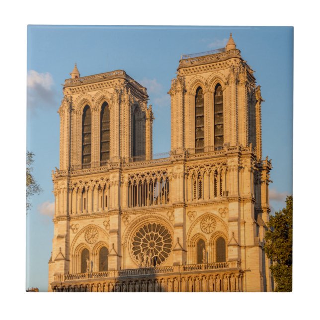 Notre Dame de Paris at Golden Hour - Paris, France Ceramic Tile (Front)
