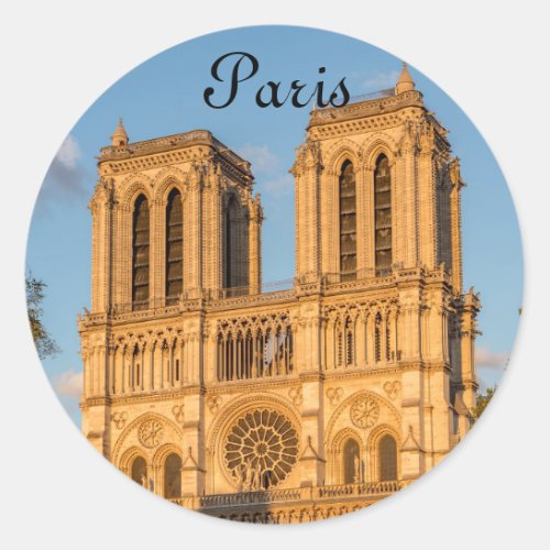 Notre Dame de Paris at Golden Hour _ Paris France Classic Round Sticker