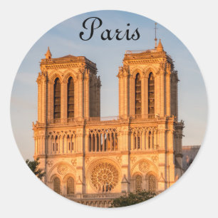 Notre Dame de Paris at Golden Hour - Paris, France Classic Round Sticker