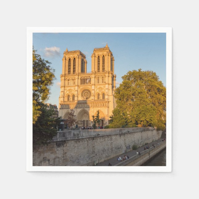 Notre Dame de Paris at Golden Hour - Paris, France Napkins (Front)
