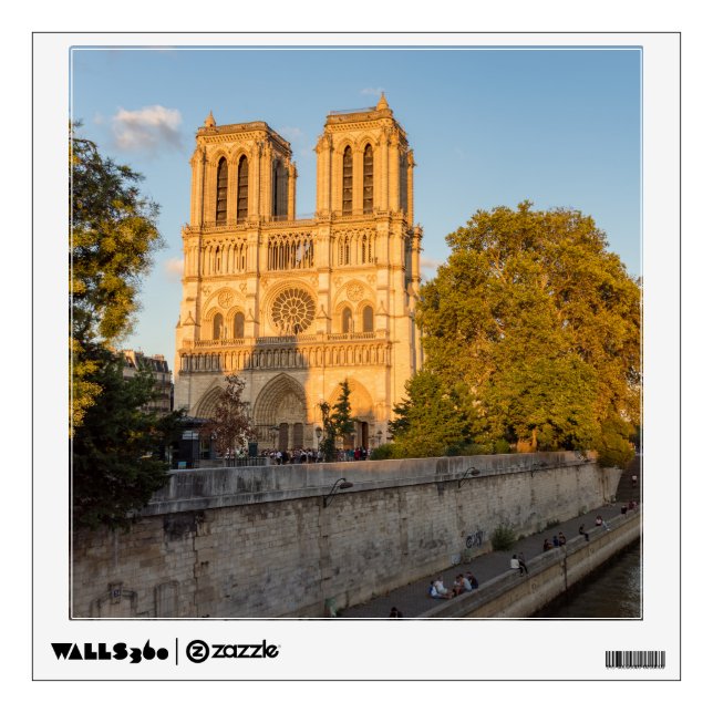 Notre Dame de Paris at Golden Hour - Paris, France Wall Decal (Front)