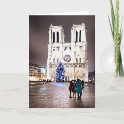 Notre Dame de Paris by Night Holiday Card