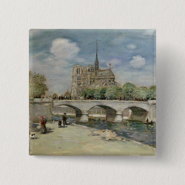 Notre Dame de Paris, c.1900 Pinback Button (Front)
