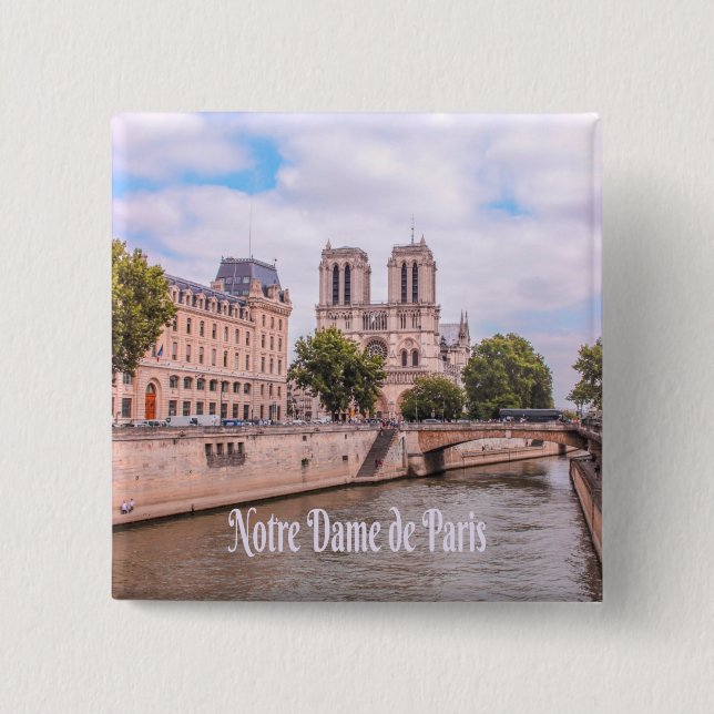Notre Dame de Paris France Catholic cathedral Button (Front)