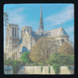 Notre Dame de Paris in France Stone Coaster<br><div class="desc">Painting of side view of Notre Dame de Paris or Notre-Dame Cathedral in Paris,  France... </div>
