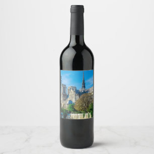 Notre Dame de Paris in France Wine Label