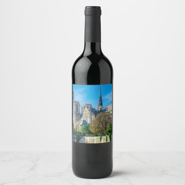 Notre Dame de Paris in France Wine Label (Front)