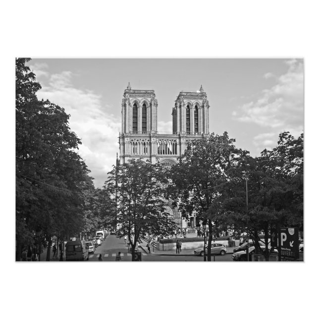 Notre Dame de Paris in the environment of trees Photo Print (Front)