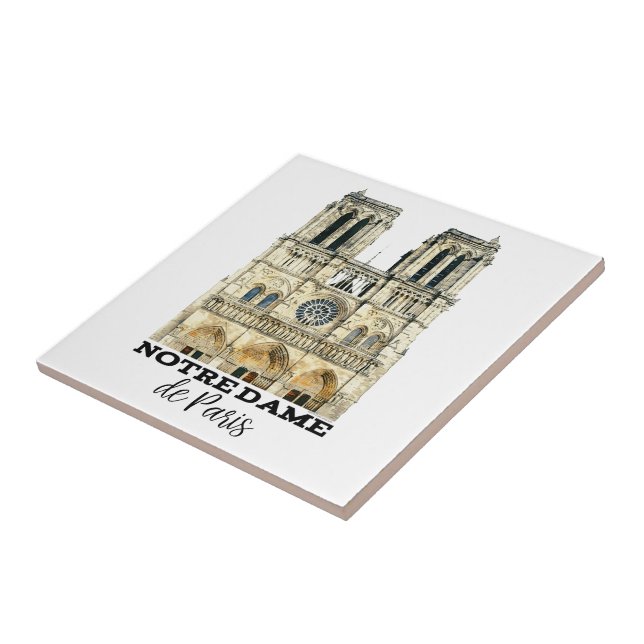 Notre-Dame de Paris Souvenir France Cathedral Ceramic Tile (Side)
