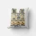 Notre-Dame de Paris Souvenir France Cathedral Throw Pillow