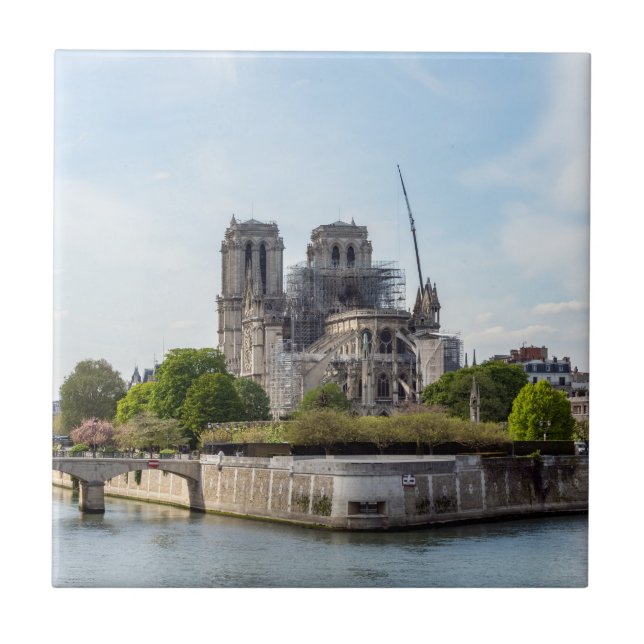 Notre Dame de Paris, the day after 2019 fire Ceramic Tile (Front)