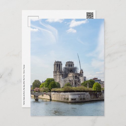 Notre Dame de Paris the day after 2019 fire Postcard