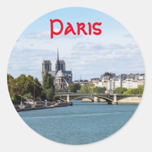 Notre Dame de Paris view from Pont d'Austerlitz Classic Round Sticker