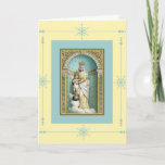 Notre Dame des Victoire Jesus Birthday Blessings Card<br><div class="desc">Beautiful vintage image of the Blessed Virgin Mary
holdind her son Jesus. Golden Border surrounds the image.
Notre Dame des Victoire</div>