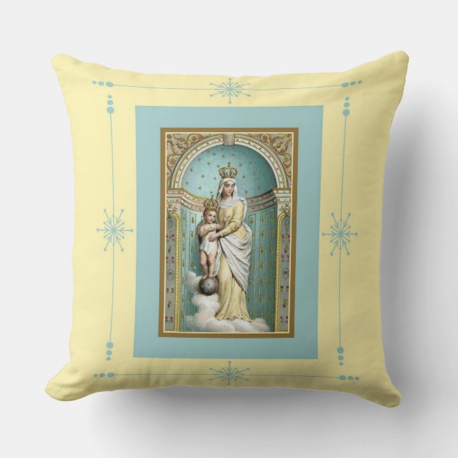Notre Dame des Victoires w/Christ Child Throw Pillow (Front)