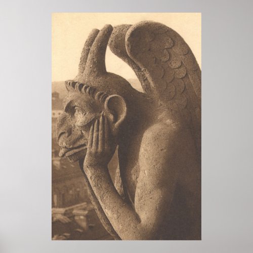 Notre Dame Gargoyle Chimera Poster