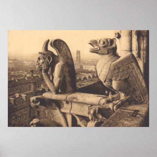 Notre Dame Gargoyle circa 1900 Poster