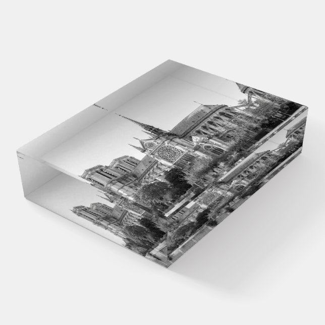 Notre Dame Gothic Cathedral Glass Paperweight (Angled)