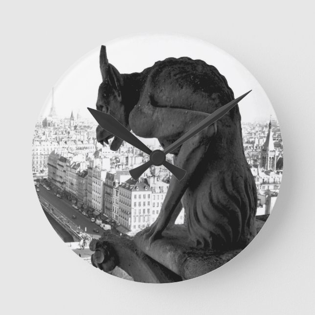Notre Dame Gothic Gargoyle Photo Print Wall Clock (Front)